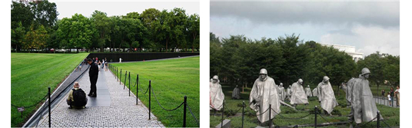 左:《越戰(zhàn)紀念碑》 右:《韓戰(zhàn)紀念碑》